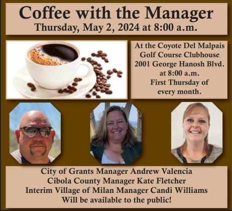 Following the last Coffee with the Managers meeting in March where the possibility of the meeting being cancelled indefinitely was discussed by Grants City Manager Andrew Valencia and Interim Village of Milan Manager Candi Williams, County Manager Kate Fletcher discussed possible changes to the meeting and the struggles of working with the other entities. Courtesy Photo
