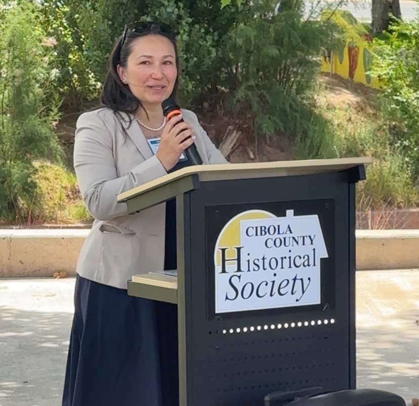 Miori Harms with the New Mexico Environment Department speaks during a June 18 event at the New Mexico Mining Museum in Grants. Harms is helping lead the state’s Abandoned Uranium Mine Reclamation Initiative, which is working to clean up legacy uranium mine sites in the Grants Mineral Belt. Diego Lopez- CC
