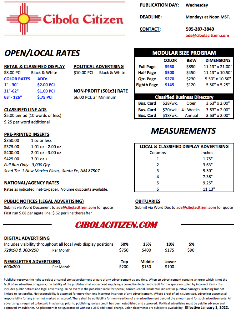 Rate Card
