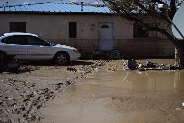 The Louis residence in Casa Blanca, NM showing water levels at their peak. Photo by Will Kie