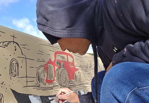 Route 66-Themed Mural Taking Shape on Santa Fe Avenue in Grants