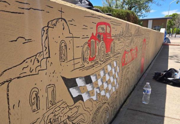 Route 66-Themed Mural Taking Shape on Santa Fe Avenue in Grants