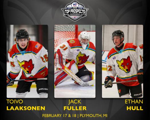Congratulations to Toivo Laaksonen, Ethan Hull, and Jackson Fuller on all making the 2025 NAHL Top Prospects! Courtesy of New Mexico Ice Wolves