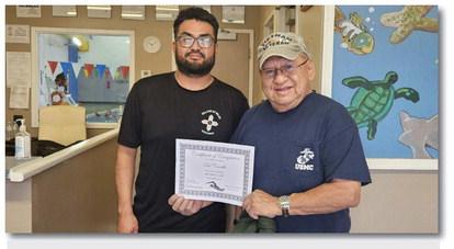 Del Carrillo, a 75-year-old resident of Seama in Laguna Pueblo, has achieved 500 miles at Milan Swimming Pool. Del says that the feat took him 2 to 3 years to achieve. Arieanna Crowson - CC