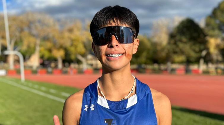 Tagoya Pedro of the L-A Hawks cross country team took the coveted first place at the Blue Cross and Blue Shield of NM State Cross County Championships in 2A with a time of 15:50.2.