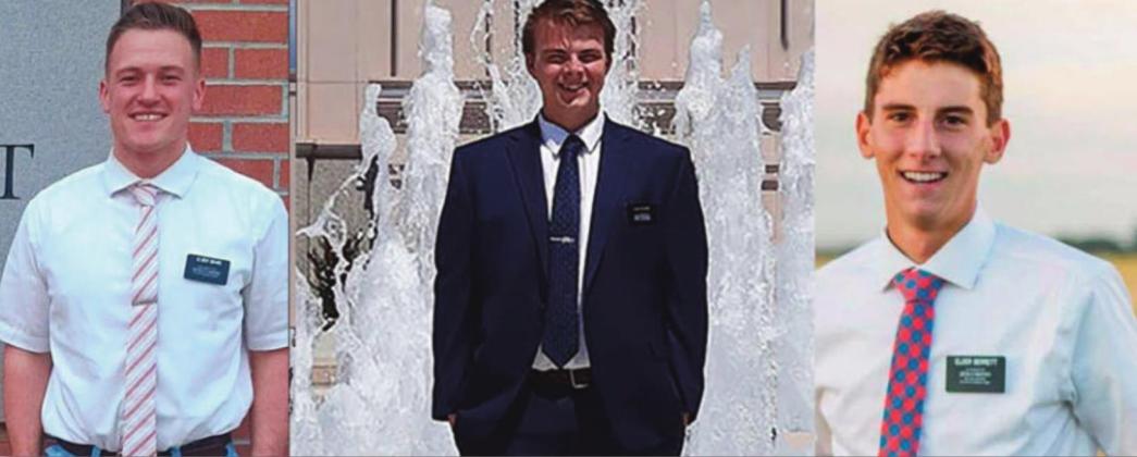 Two missionaries (left: Michael Austin Davis; middle: Tyson Gene Haycock) were killed and one missionary (right: Britton Jeremie Berrett) was taken to the hospital after a car crash on July 22. In total, the accident caused two deaths and two hospitalizations. Courtesy photo