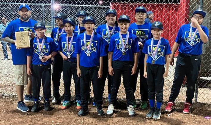 First Place: The Mariners finished first in the regular-season standings during the 2026 summer season in the 10–12-year-old Grants Recreation Department baseball league. Courtesy Photo