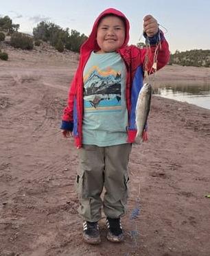 Adam Cheromiah, age 6 (above right), caught his first fish – a trout – using Garlic PowerBait on Feb. 25. Good fishing, Cheromiah! Courtesy of NM Game and Fish David Wastchak (not pictured) caught four trout using Chartreuse Power Eggs and a chrome Kastmaster on March 5 at Bluewater Lake. “A beautiful, calm midday gave us a great quick trip to the shoreline for some delicious rainbows,” he said. Courtesy of NM Game and Fish