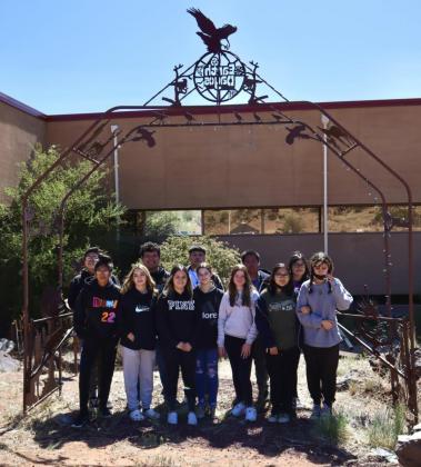 Students from the Early College High School participate in NMSU Grants’ Earth Day 2022 festivities by helping clean the campus garden. Kylie Garcia - CC