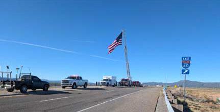 The 9/11 memorial was held at the I-40 overpass. “It’s not about drawing attention to us… It’s about us getting together, talking, and remembering, Fire Chief Mike Maes explained. “I think remembering what happened, remembering the fallen, the citizens, everybody. It means more [than] just gathering like this for our department.” Amerika Rougemont - CC