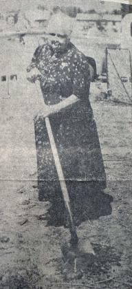 Lucy Jane “Mother” Whiteside breaks ground for the construction of the public library that would one day bear her name. The occasion marked a rare moment of recognition for the woman who had quietly shaped the town of Grants through decades of service, compassion, and grit. Courtesy Photo
