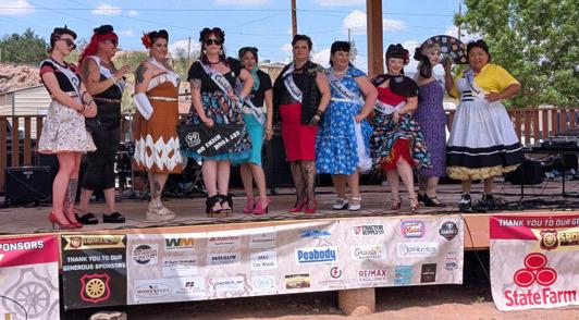 The first annual “Miss Spokes on 66” event winners were celebrated with sashes, crowns, and flowers. It featured a variety of activities, including fun facts and games for the judges. Miss Cindy DeVille was awarded the title of Miss Congeniality, embodying the Spirit of the Mother Road. Michelle Muse took first runner-up, and Nancy Byrd was crowned Miss Spokes 66. Each contestant received a swag bag filled with items donated for the event. Sylvia Anzures Gonzales - CC