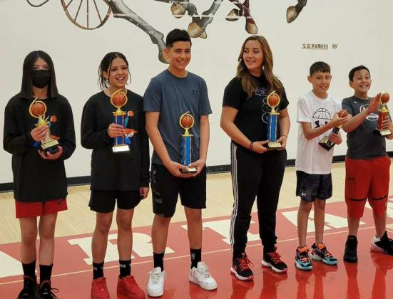 Left to right, Demi Martinez (Third Place 12-year-old division), Delilah Martinez (First Place, 13-year-old division), Elijah Marquez (First Place, 13-year-old division), Olivia Toivanen (First Place, 14-year-old division), Isaiah Perez (First Place, 12-year-old division), Ethan Marquez (Second Place, 10-year-old division) Courtesy Photo