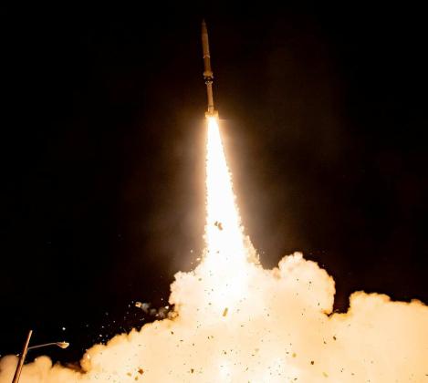 A Zombie Black Dagger missile target, designed to fly a ballistic flight path and demonstrate defensive protection capability, launches from Fort Wingate, New Mexico, Nov. 2. The flight served as a search track to test the Lower Tier Air and Missile Defense Sensor system.