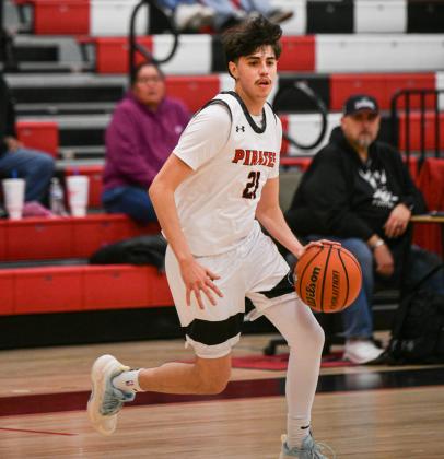 BIG DANCE!! The Grants High School Boys basketball team earned a 13th seed to the Nusenda 4A state boys’ basketball tournament. The Pirates will travel to take on the fourth seeded Albuquerque Academy Chargers, the fourth seed, on Saturday, March 8 at 5pm at Albuquerque Academy. Pictured Mathew 'Matty' Trujillo, 34, a senior on the GHS boys basketball team will join his teammates on the floor at Albuquerque Academy. Franklin Romero - CC