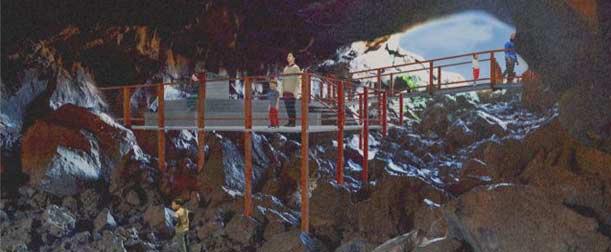Artist's rendering of ABA-accessible viewing platform inside Junction Bridge Cave. Junction Cave Courtesy of DHM Design