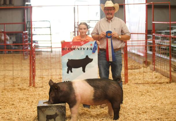 Congratulations to Ezrah Scarbro for exhibiting the Champion Breeding Gilt at the 2026 Bi County Fair Courtesy Photo