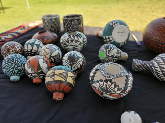 Locally crafted Acoma pottery and ornaments are a popular feature at the market, showcasing regional artistry. Courtesy Photo