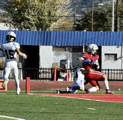 Senior Coudy Melonas,7, with a touchdown in the fourth quarter to seal the Pirates win over Silver last week. The Pirates advance to the quarterfinals in the NUSENDA 4-A State football tournament. They will play St. Pius next Friday at NUSENDA community Stadium in Albuquerque at 7 PM. Franklin Romero - CC