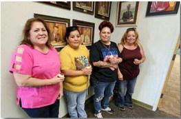 From Left to Right: Dorela Chavez, Yolanda Enriquez, Michelle Chavez, Jeanie Chavez. At this Special City Council Meeting Mayor Erik Garcia recognized the entire staff of the Senior Center which includes, Jeanie Chavez, Dorela Chavez, Michelle Chavez, Charolette Vigil, Lionel Griego, Joanna Murray, Marina Gallegos, Rebecca Ulibarri, Christy Garcia, Yolanda Enriquez, and Zenaida Gutierrez. Courtesy Photo