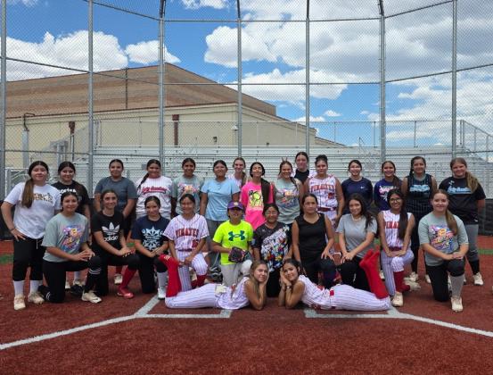 Lady Pirate softball coming off a successful season was busy this summer working on improving their skills this summer. In this photo the Lady Pirates take a quick photo after a summer practice. Franklin Romero - CC
