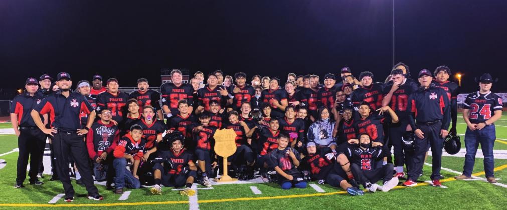 The Grants High School Pirate football team was able to easily retain the Route 66 traveling trophy as they defeated the Gallup Bengals, 40-8, this past Friday in a home game. "It was a great team win," said GHS head coach Brandon Hernandez of the game. Franklin Romero - CC