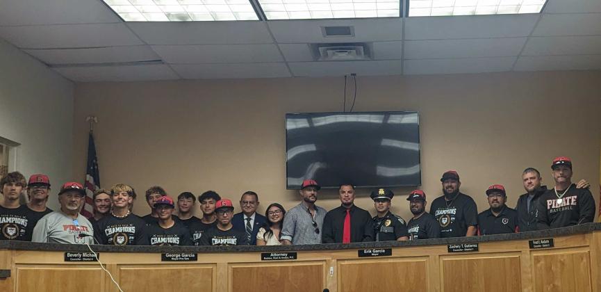 The City of Grants council proclaimed for May 29, 2024 to be Grants High School Baseball Team State Champions Day following the GHS Baseball teams win against Artesia in a score of 5-3 in the state championships and the pirates taking home the title of state champions for the first time. Photo by Kathy Helms