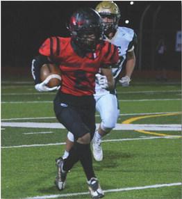 Junior Manuel Gonzales uses his speed and athleticism to run for over 50-yards for a touchdown in the third quarter this past Friday at the Port of the Pirates, as the Pirates hosted the Hope Huskies. The Huskies went back home with a 35-7 win. The Pirates are currently 1-4 and will host the Kirtland High School Broncos (1-2) this Saturday at 2 p.m. at the Port of the Pirates. Franklin Romero - CC