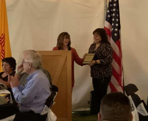 Executive Director Benda Curtright of the New Mexico Mining Museum presented Homestake Mining Company with an award to honor their service as a great community partner, the award was received by Homestake Mining’s JoAnne Martinez. Diego Lopez - CC