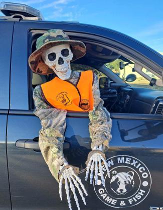 Early in the morning of October 31, officers apprehended Blake Skeleton for haunting without a license and exceeding the candy bag limit. Keep an eye out for anyone trying to poach your Halloween candy. Happy Courtesy photo