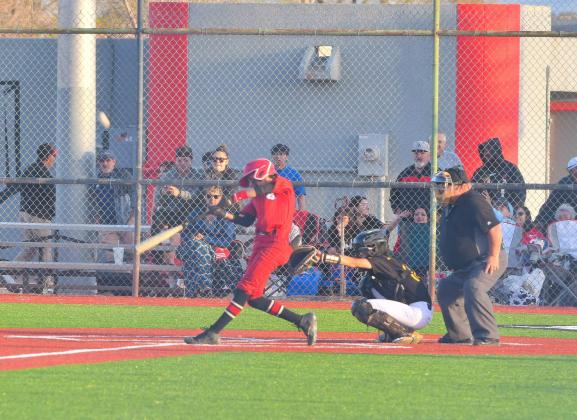 “Our first goal coming into the season was the district championship--we got that,” said Grants High School Head Baseball Coach Mike Furbee. The Pirates defeated district rival and number one ranked team in the state, the St. Pius Sartans (16-5, 4-3), by a score of 7-10 to become the district 5 4-A champions. In this photo, Estevan Barela gets a hit. Franklin Romero - CC
