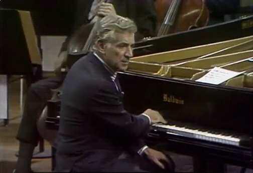 Bernstein is playing the chromatic scale, 12 notes used by Liszt to describe Faust. Photo by Trine and YouTube.com