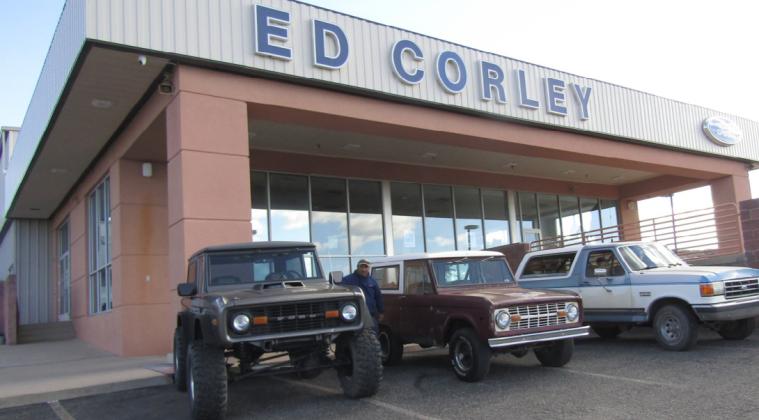 Broncos lined up at Ed Corley Ford. Photo by Roger Siegmann