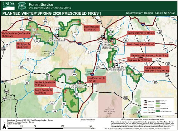 Cibola National Forest Planning Prescribed Burns Near Grants as Winter Drought Persists