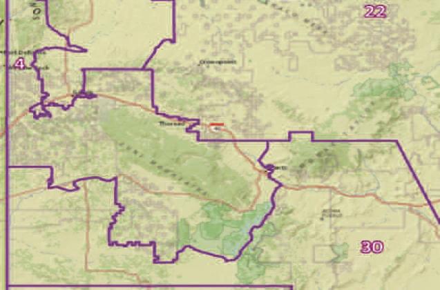 A map of New Mexico Senate districts covering Cibola County, including District 4 and District 30. District 4, represented by Senator George K. Munoz, spans parts of Cibola, McKinley, and San Juan counties, while District 30, represented by Senator Angel Charley, includes portions of Cibola County and the Pueblo of Acoma. These districts play a critical role in representing the region's interests in the New Mexico Legislature.