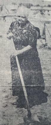 Lucy Jane “Mother” Whiteside breaks ground for the construction of the public library that would one day bear her name. The occasion marked a rare moment of recognition for the woman who had quietly shaped the town of Grants through decades of service, compassion, and grit. Courtesy Photo