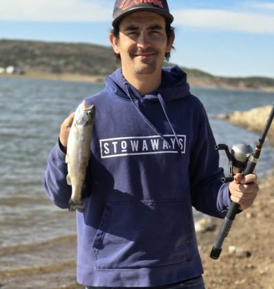 Eric Brinn caught this trout at Bluewater Lake on April 24. Photo by Eric Brinn