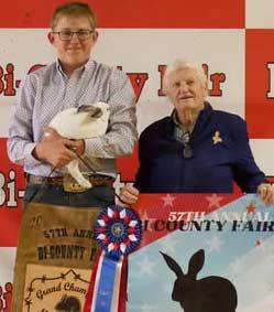 Harry Lee III earned Grand Champion honors in the Rabbit Meat Pen competition during the 57th Annual Bi-County Fair. Courtesy Photo