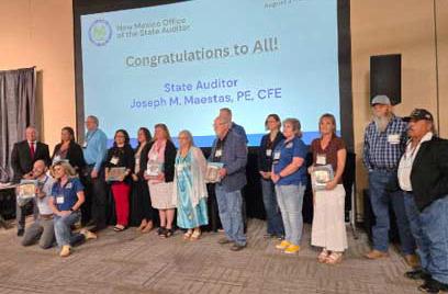 'The Village of Milan was presented the Best overall audit for a medium size municipality on August 27th by the state auditor Joseph Maestas for the Fiscal year 24 audit.” Milan Manager Candi Williams stated. “The Fiscal year 24 Audit was an unmodified opinion and was the 3rd consecutive year the Village of Milan had received zero audit findings.” Courtesy Photo