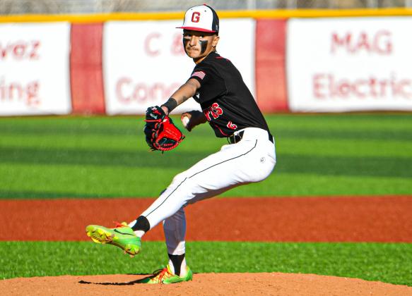 Grants High School pitcher Estevan Barela, a Junior, eyes his target at a recent GHS baseball game. The Pirates went 3-0 this past weekend and are currently 3-2 overall. 'We are definitely coming together,' said GHS head coach Mike Furbee. Franklin Romero - CC