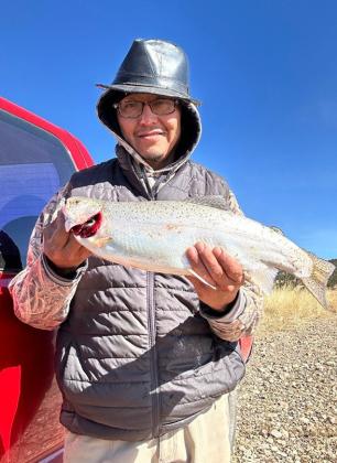 Erwin Sice Jr. caught two trout using PowerBait Turbo Dough and corn on Feb. 13. Good fishing, Erwin! Courtesy of NM Game and Fish