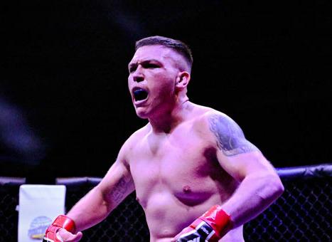 The expressions says it all. San Rafael native Dion Valdez advances to 2-0 after defeating Paul Robinson of Alamogordo this past Saturday at Fightworld41. Franklin Romero - CC