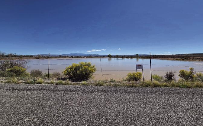 Mount Taylor as seen from Roundy Pond outside Bluewater Village on October 3. In the lead up to recent monsoon storms this pond was dry to the very bottom. Courtesy of Kristine Simonson