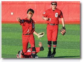 GHS Pirate outfielder Boudy Melonas with quick reflexes throws the ball to second. The Pirate defeated the 16th seed in two games in a best of three series this past weekend to advance in the state baseball tournament. Franklin Romero - CC