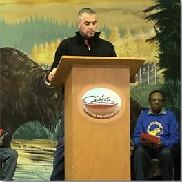 City of Grants Mayor Erik Garcia addressed the crowd at the 19th annual Dr. Martin Luther King Day commemoration. He spoke about Jackie Robinson, and the impact that No. 42 jersey had on him personally, and explained he always picks 42 for his son’s jersey number. Amerika Rougemont - CC