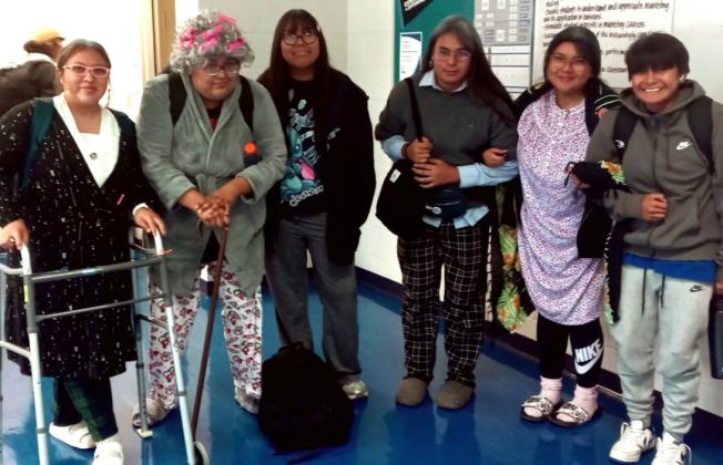 LAHS students in Ms. Fernando’s Pro-Start Hospitality &amp;amp; Tourism class have fun in costumes on Character Day/Rhyme Without Reason. Left to right: Vivian Aragon, Jordan McCowan, Myla Yazzie, Zachary Chavez, Shayna Victorino, Aleesia Cheromiah Courtesy Photo