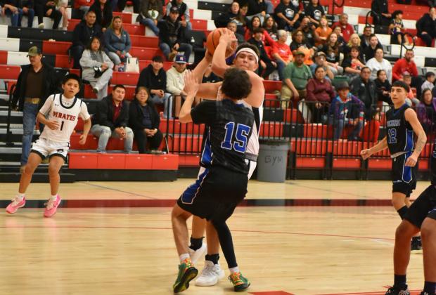 Boudy Melonas, 3, at the line at the Eddie Pena Holiday Classic held at Ron Bohls court recently. The Pirates are 9-3 after the Winter break. Melonas was named MVP for the Pirates at that tournament. Franklin Romero - CC