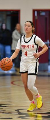 Lady Pirates Aubrhyanna Garcia, 4, of the lady Pirates basketball team brings up the ball at a recent home game. They lady Pirates are 8-12 overall and 0-2 in district play as they travel Highland High School on Tuesday, January 28th for their next game. Franklin Romero - CC