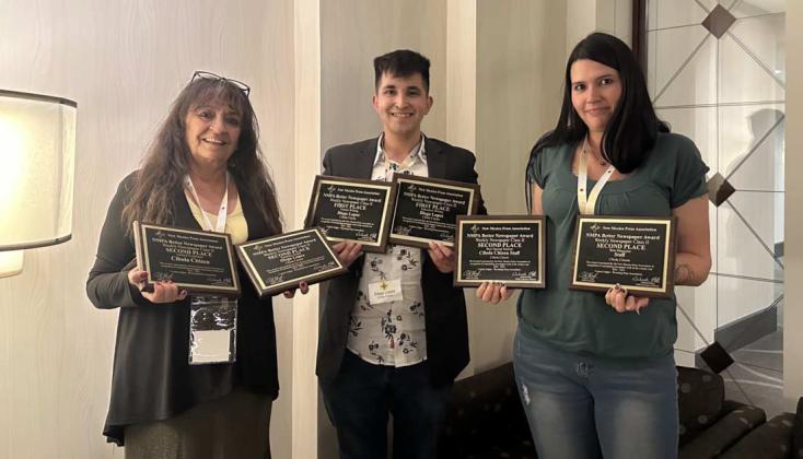 Sylvia Anzures Gonzales, General Manager, Diego Lopez, Editor, Mikayla Smith, Ad Rep. Not pictured: Amerika Rougemont, Reporter, Pamela Jaure, Sales Rep., Eloy Sedillos, Circulation. Photo by Shiloh Simonson
