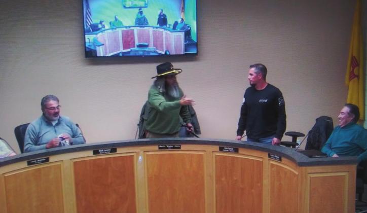 Grants Mayor Martin “Modey” Hicks and Councilman Eric Garcia exchange words following the mayors announcement to the public that the city has filed an injunction against him. Scott Ford - CC